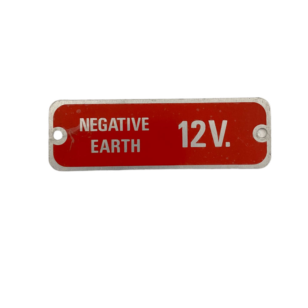 12 Volt Negative Earth Warning Plate 598702